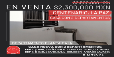CENTENARIO CRISANTEMO 7 LA PAZ, México, 4 Bedrooms Bedrooms, 1 Room Rooms,1 BathroomBathrooms,CASA,EN VENTA,CRISANTEMO 7,2,1530