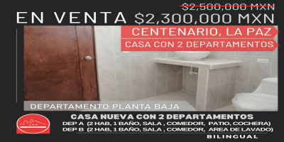 CENTENARIO CRISANTEMO 7 LA PAZ, México, 4 Bedrooms Bedrooms, 1 Room Rooms,1 BathroomBathrooms,CASA,EN VENTA,CRISANTEMO 7,2,1530